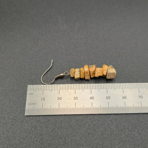 Silver Plated Picture Jasper Stone Handmade Dangle Earrings A6315 - Picture 4 of 5